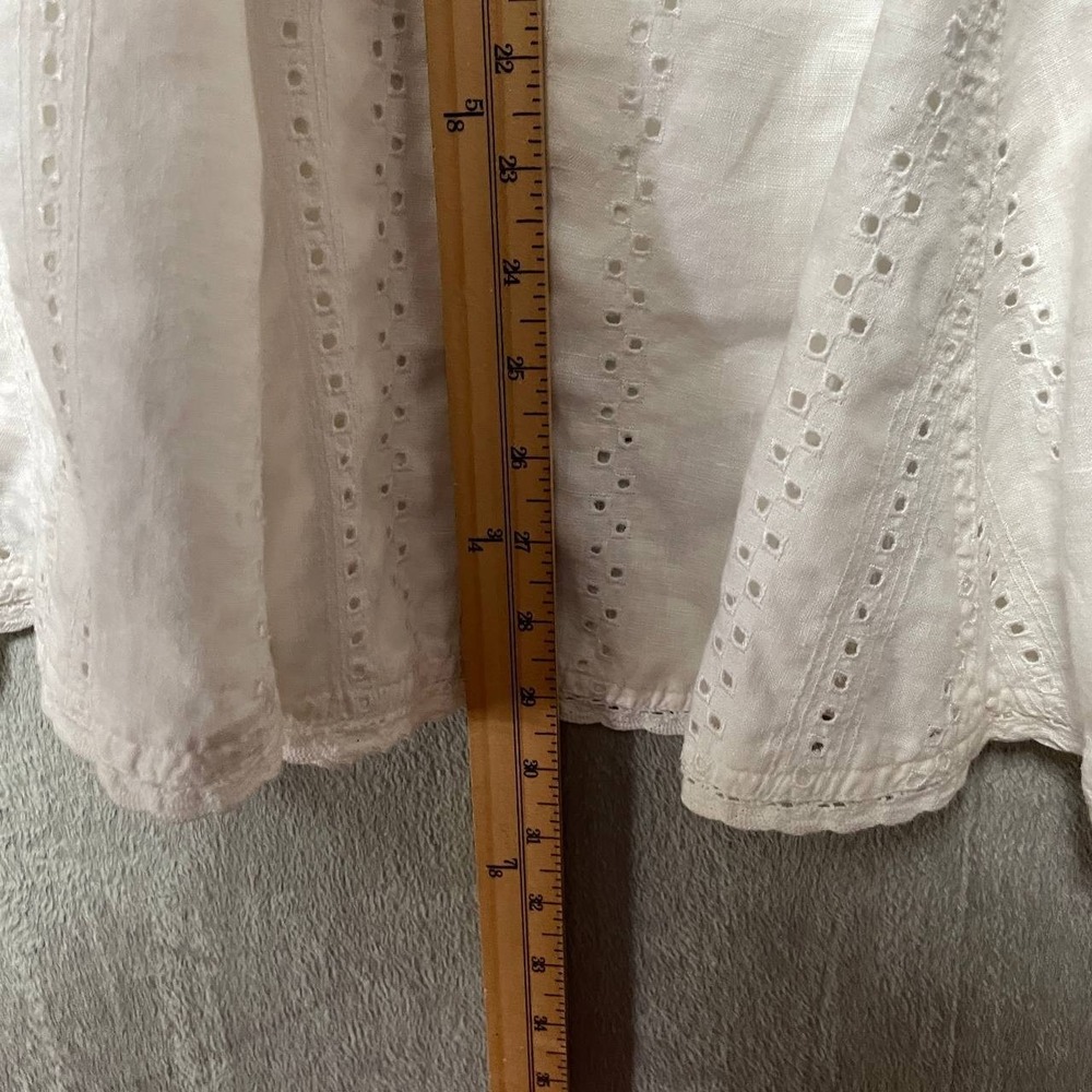 White Eyelet A-Line Midi Skirt Large Embroidered Boho Cottagecore - Picture 5 of 7